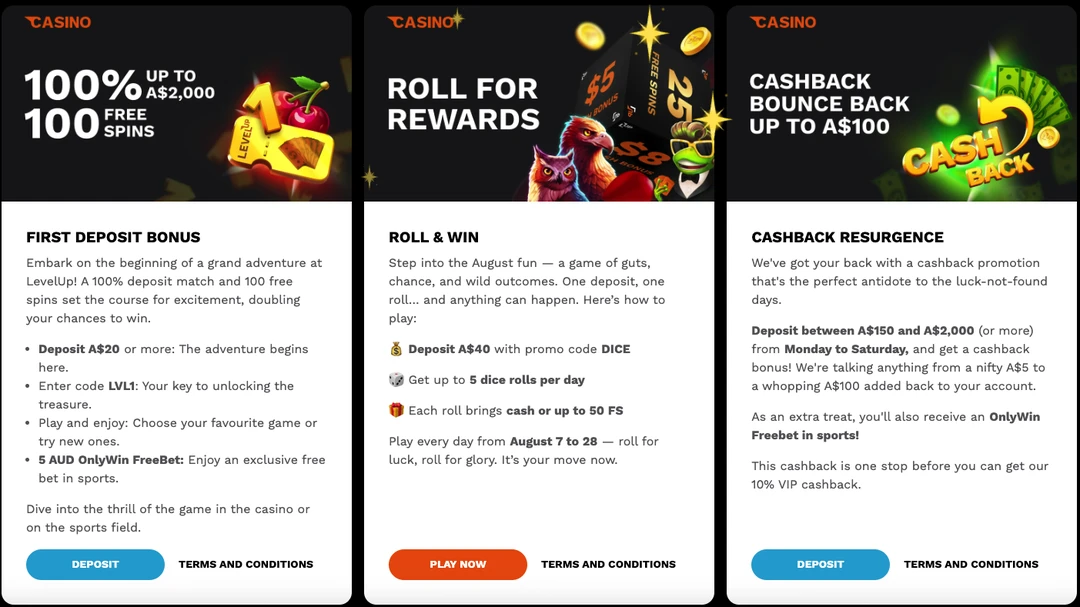 LevelUp Casino no deposit bonus Australia Level Up Casino no deposit bonus