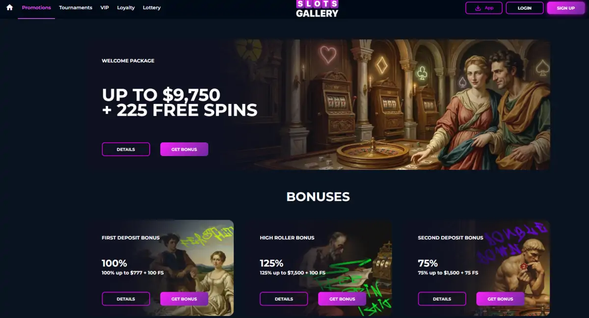 Slots Gallery free spins Slots Gallery bonus codes